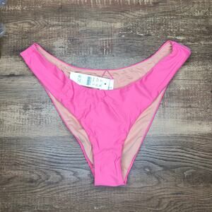 J. Crew Curved Waist Cheeky Bikini Bottom Size Medium Tea Rose Pink BC125 NWT
